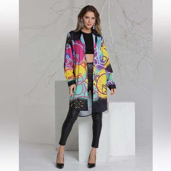 39 Fabulous Designer Fashion Printed Long Sleeves Blouse Top Dress - Picture 8 of 8